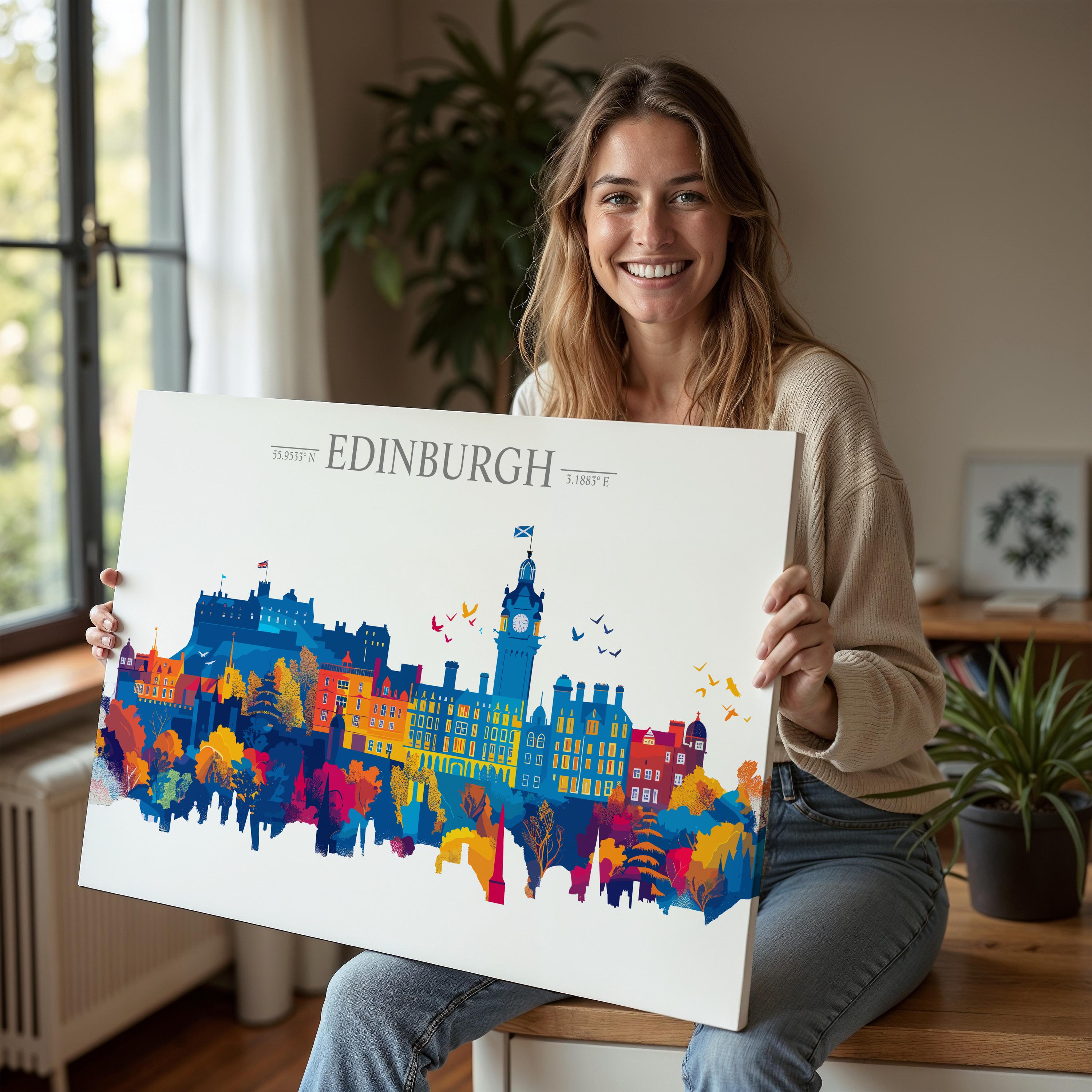 Edinburgh Travel Poster Skyline Wall Art Landscape, Travel Print of Edinburgh, Edinburgh Art Lovers Gift,Scotland Horizontal Art Gift NQ Media Designs