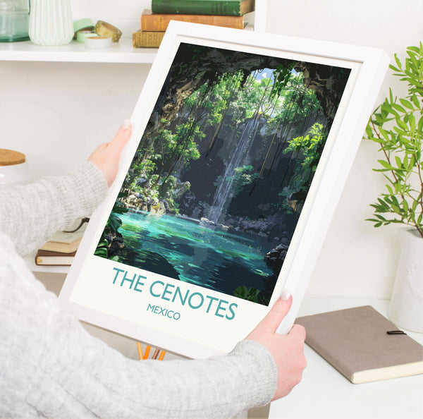 Cenotes of Yucatan Travel Print, Mexico Travel Print Collection, Travel Wall Art, Cenotes Art Print Gift, Yucatan Art