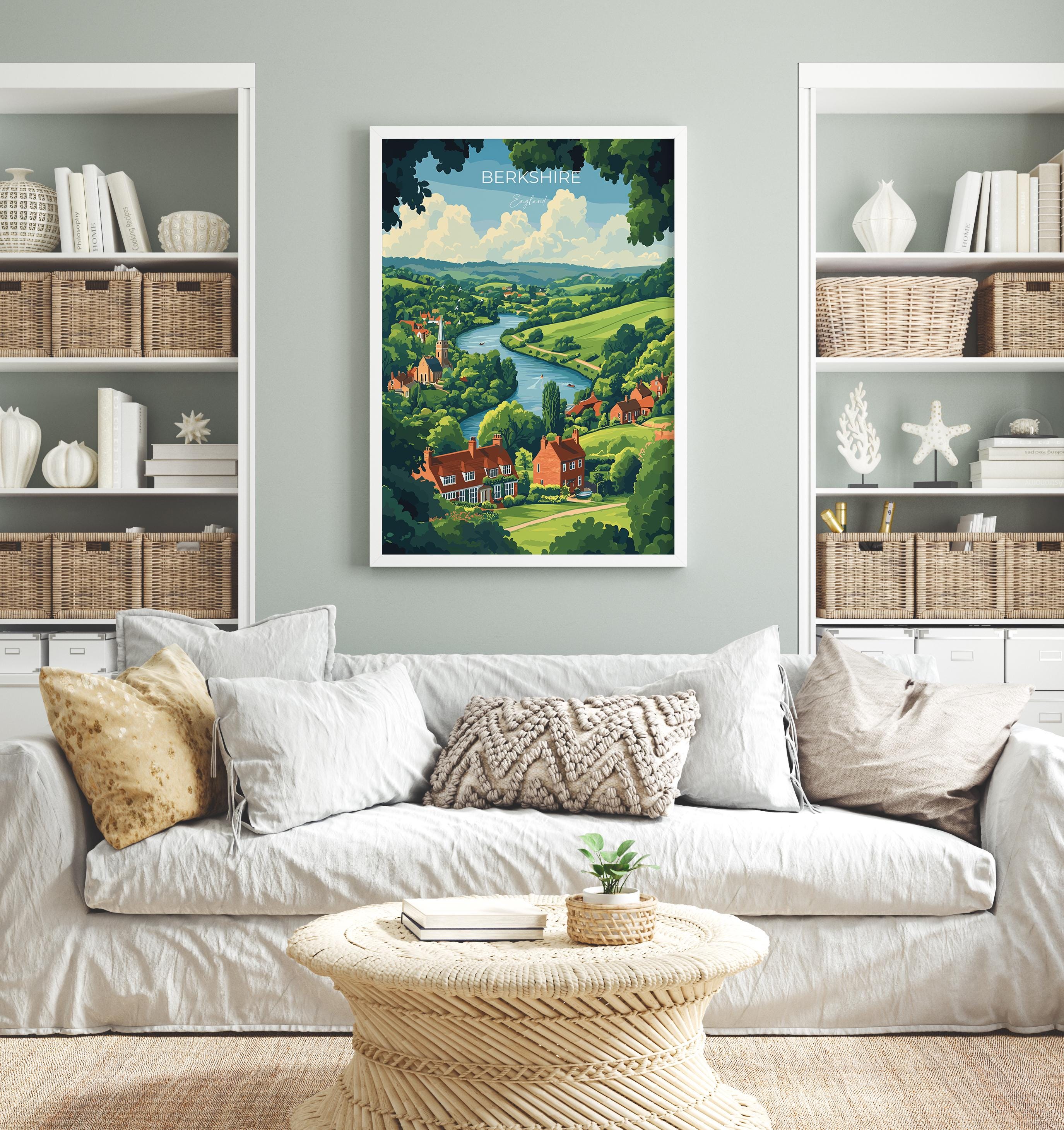Berkshire Travel Print Wall Art, Berkshire Travel Poster, English Countryside Art Gift, Wall Art Print NQ Media Designs