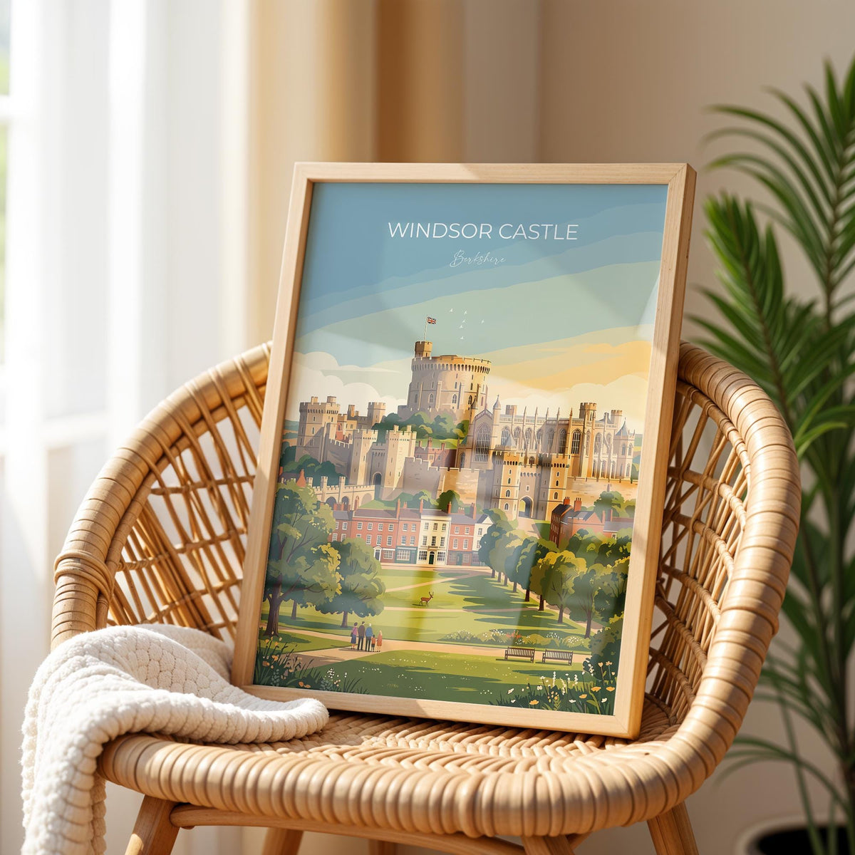 Windsor Castle Poster, Berkshire Wall Art, Royal Castle Print, English Travel Poster, Windsor Gift