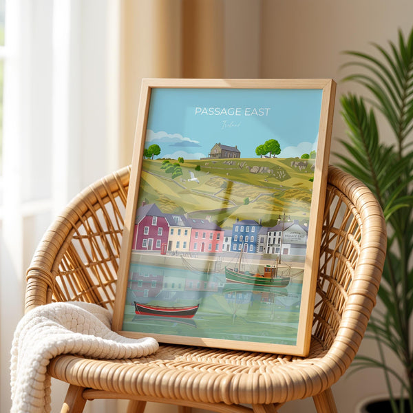 Passage East Print, Travel Poster of Passage East, County Waterford, Ireland Coast, Travel Wall Art Gift