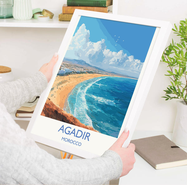 Agadir Travel Print Wall Art, Travel Poster of Agadir, Agadir Art Lovers Gift, Morocco Wall Art