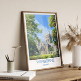 Wimborne Travel Print, Travel Poster of Wimborne, England, Wimborne Minster, Dorset Coast Art, Dorset Gift, Wall Art Print NQ Media Designs