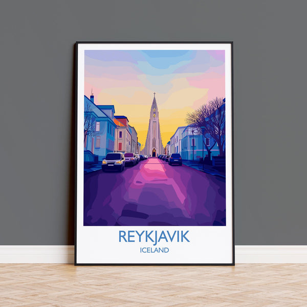 Reykjavik Poster Wall Art, Reykjavik Travel Print, Iceland Wall Art, Reykjavik Art Lovers Gift, Iceland Gift