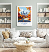 Atlanta Travel Print, Travel Poster of Atlanta, Georgia, Atlanta City Art Lovers Gift, USA Gift, Wall Art Print NQ Media Designs