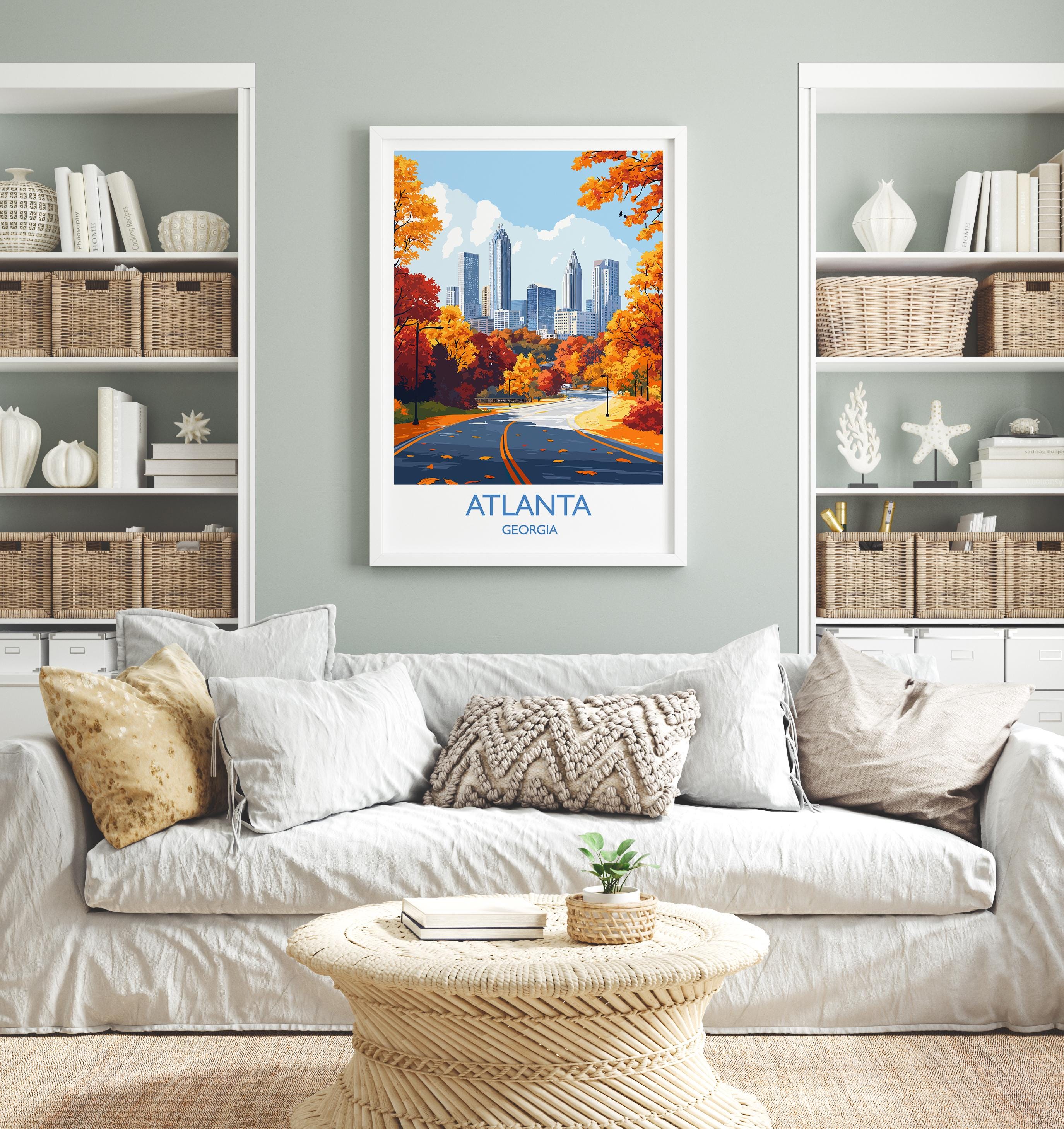 Atlanta Travel Print, Travel Poster of Atlanta, Georgia, Atlanta City Art Lovers Gift, USA Gift, Wall Art Print NQ Media Designs