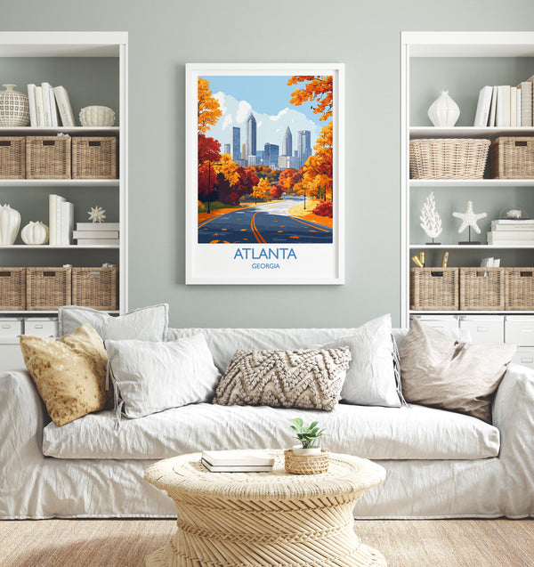 Atlanta Travel Print, Travel Poster of Atlanta, Georgia, Atlanta City Art Lovers Gift, USA Gift, Wall Art Print