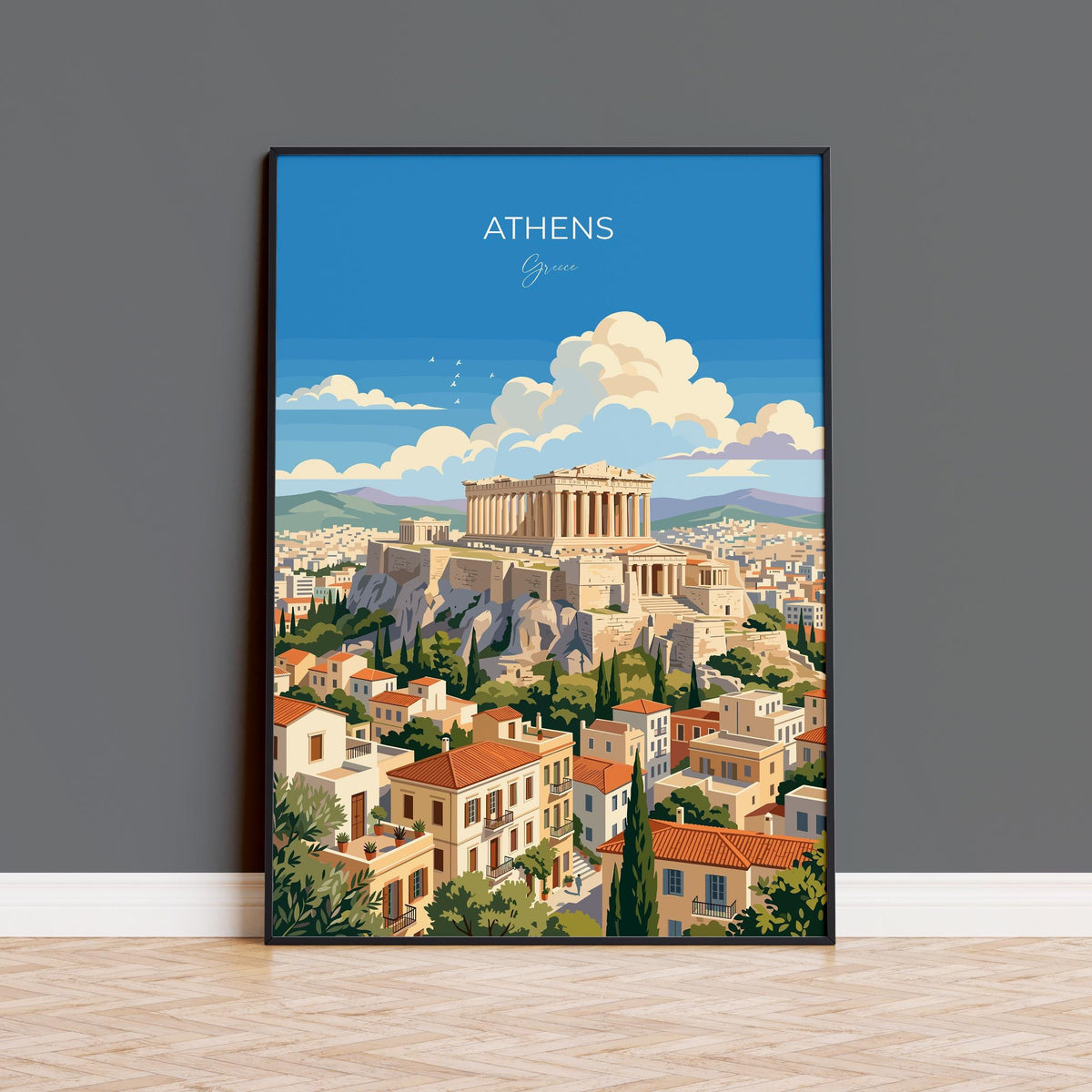 Athens Travel Poster | Acropolis, Greece Wall Art