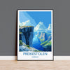 Preikestolen Travel Print, Travel Poster of Fjords, Norway Poster, Preikestolen Art Gift, Norway Art Lovers Travel Gift