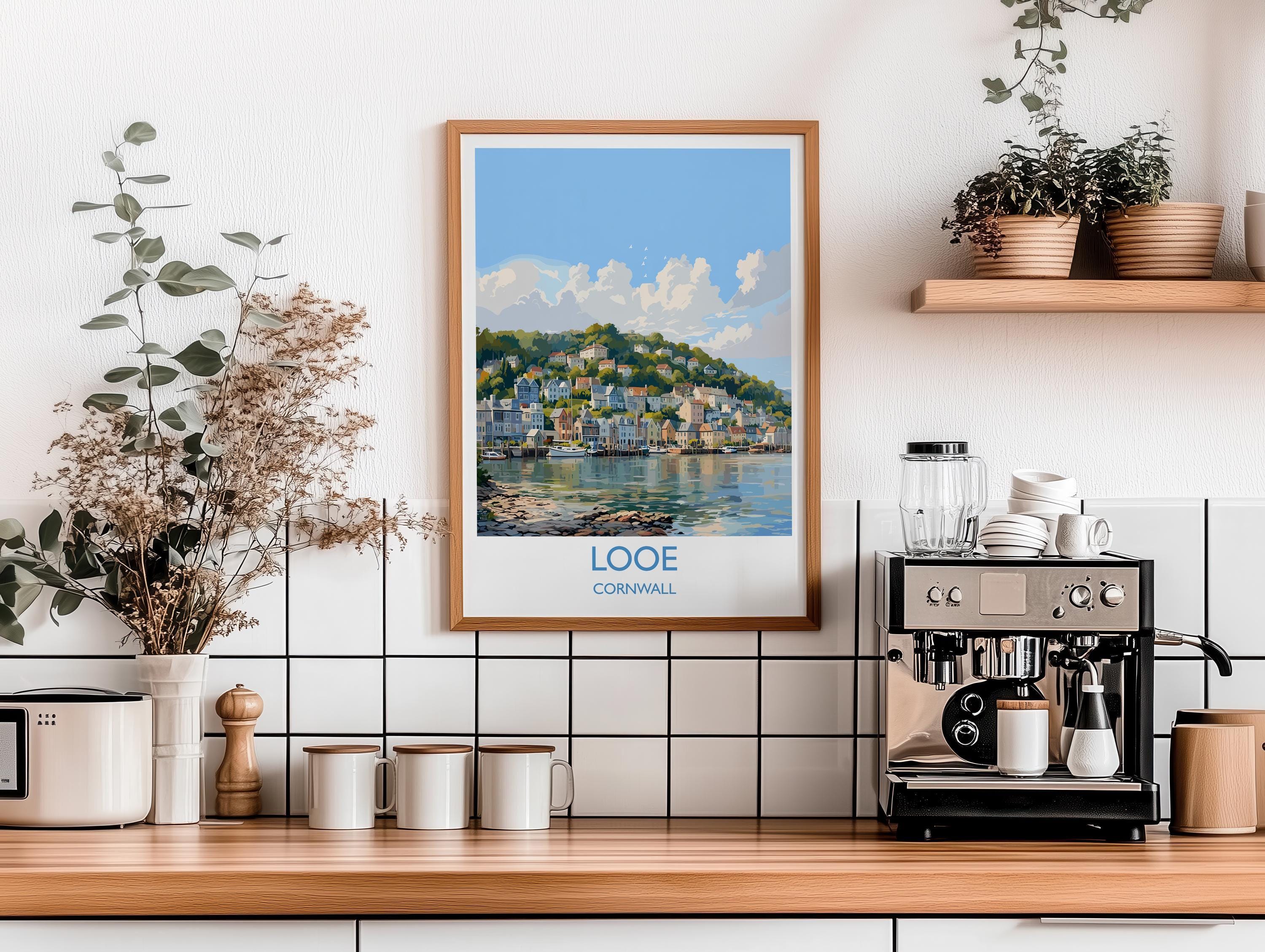 Looe Travel Print, Travel Poster of Looe, England, Cornwall Art, Looe Art Lovers Gift, Wall Art Print NQ Media Designs
