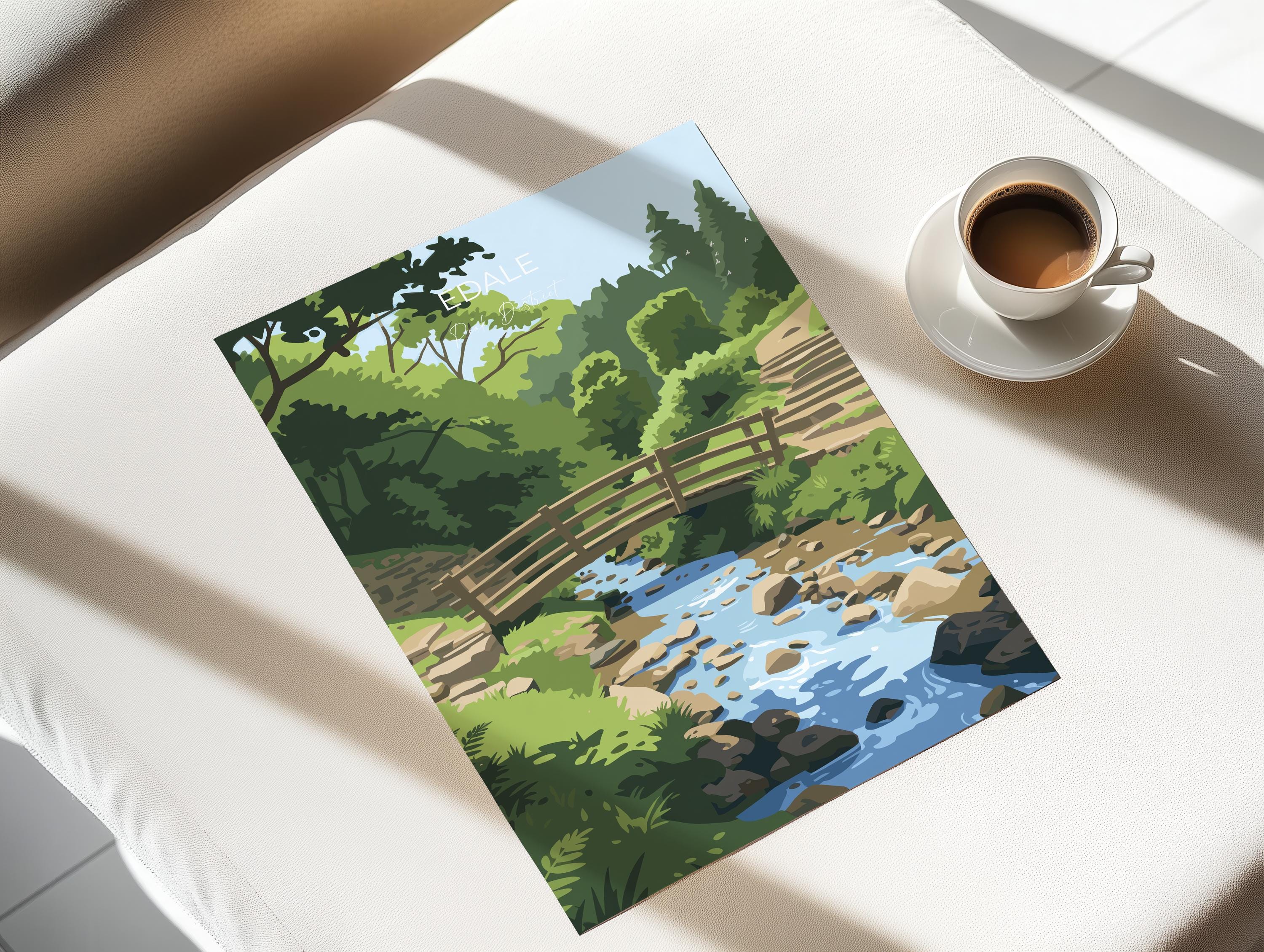 Edale Village, Peak District Travel Poster Wall Art, Travel Print of Peak District, Derbyshire, English Countryside NQ Media Designs