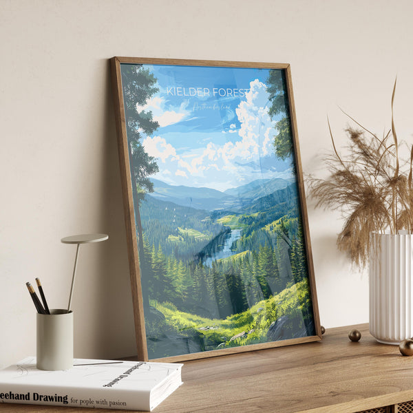 Kielder Forest Travel Print, Travel Poster of Kielder Forest, Kielder Water Reservoir, Kielder Forest Art, Northumberland Gift