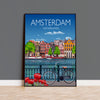 Amsterdam Travel Poster, Travel Print of Amsterdam, Netherlands