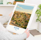 Rome Forum Travel Poster, Roman Forum Ruins Wall Art, Ancient Rome Landscape Print, Historic Architecture Illustration, Italy Decor