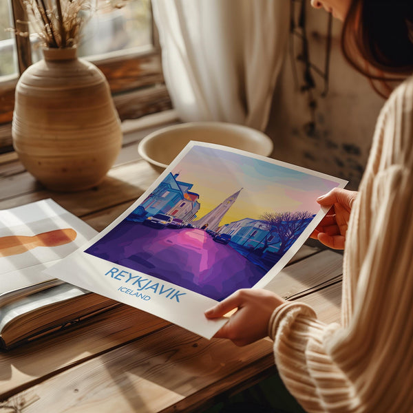 Reykjavik Poster Wall Art, Reykjavik Travel Print, Iceland Wall Art, Reykjavik Art Lovers Gift, Iceland Gift