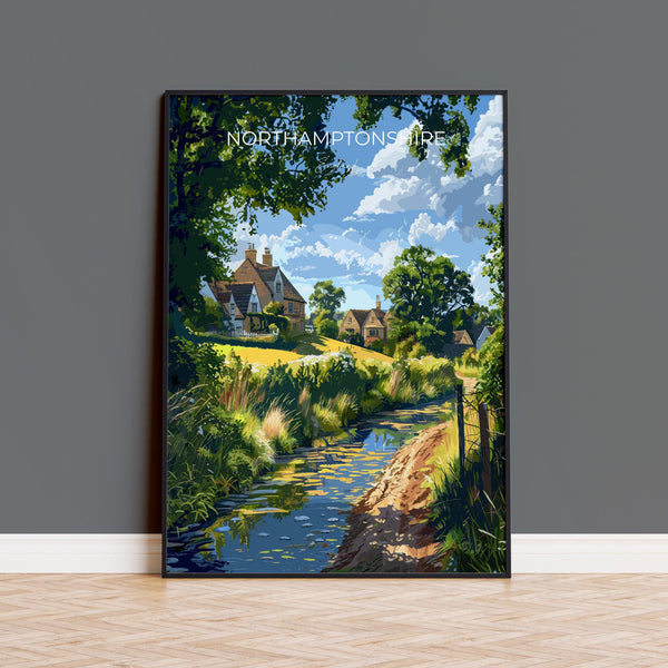 Northamptonshire Poster Wall Art, Travel Print of Northamptonshire, England, Northamptonshire Art Lovers Gift, England Wall Art Print