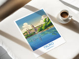 Truro Travel Print, Travel Poster of Truro, England, Cornwall Art, Truro Cathedral Art Lovers Gift, Wall Art Print NQ Media Designs
