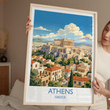 Athens Greece Print, Acropolis Wall Art with Border, Parthenon Poster, Greece Travel Print, Athens Gift Print