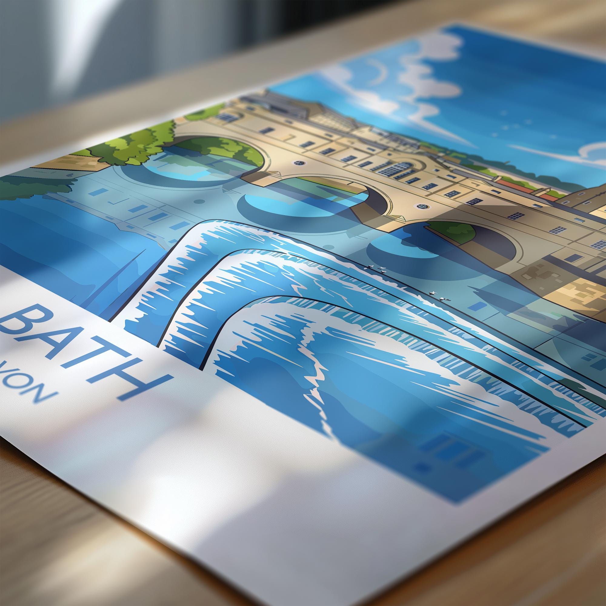 Bath Travel Print, Travel Poster of Bath, England, Cotswolds Art, Bath Gift, Avon Wall Art Print NQ Media Designs