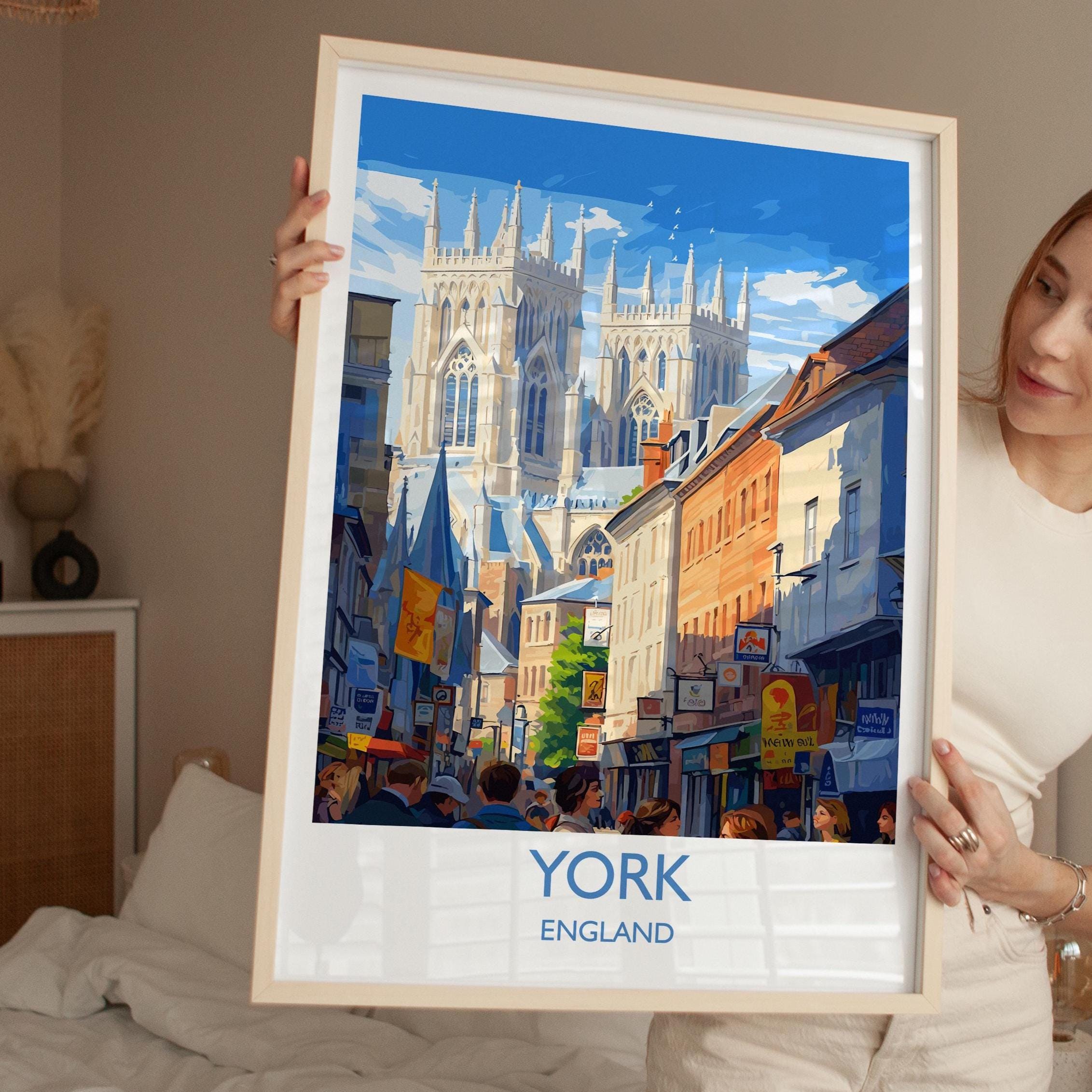 York Travel Poster Wall Art, City of York Travel Print, English Cities Art Gift, Wall Art Print NQ Media Designs
