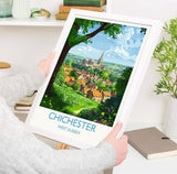 Chichester Travel Poster Wall Art, West Sussex Travel Print, English Countryside Art Gift, Wall Art Print NQ Media Designs