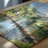 Dovedale Stepping Stones Travel Poster, Peak District Wall Art, Derbyshire Landscape Print, River Dove Illustration, UK Nature Decor