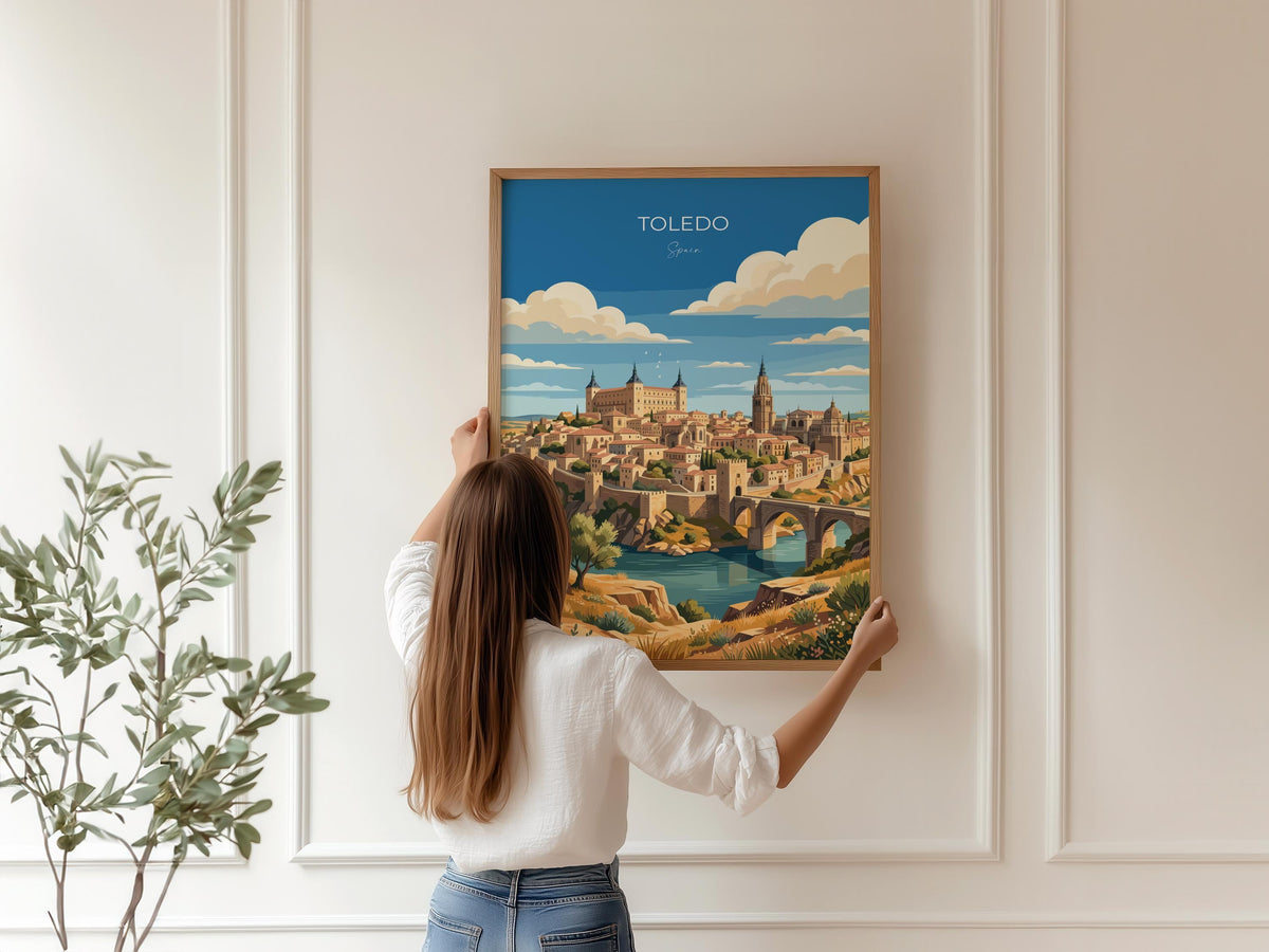 Toledo Spain Poster, Toledo Cathedral Wall Art, Alcazar Print, Spain Travel Poster, Toledo Gift