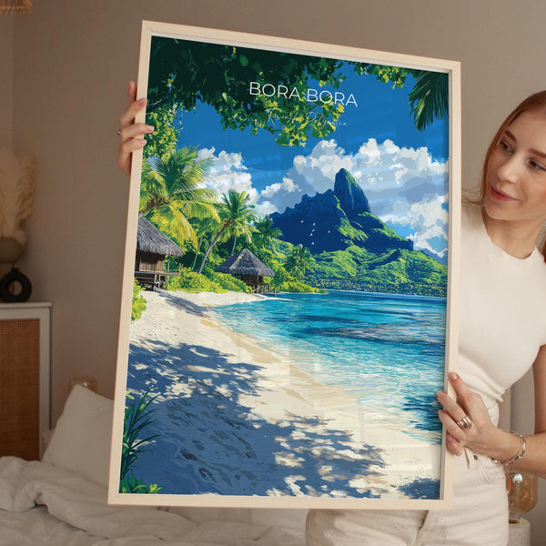 Bora Bora Travel Print Wall Art, Travel Poster of Bora Bora, French Polynesia, South Pacific Islands Art Lovers Gift