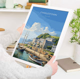 Charlestown Travel Poster, Travel Print of Charlestown, England, Cornwall Art, Charlestown Art Lovers Gift, Wall Art Print NQ Media Designs