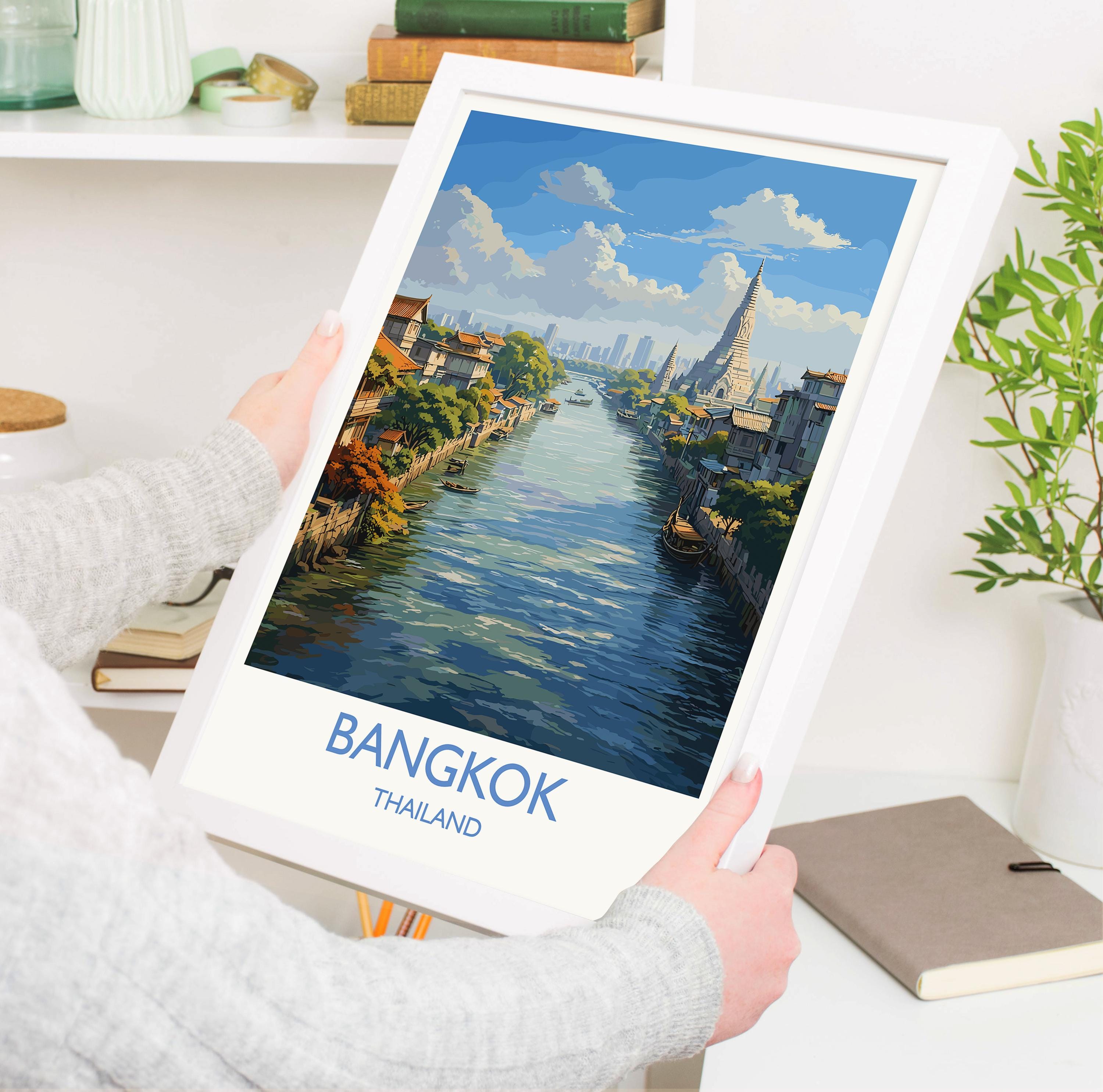 Bangkok Poster Wall Art, Bangkok Travel Print, Thailand Wall Art, Bangkok Art Lovers Gift, Thailand Gift NQ Media Designs