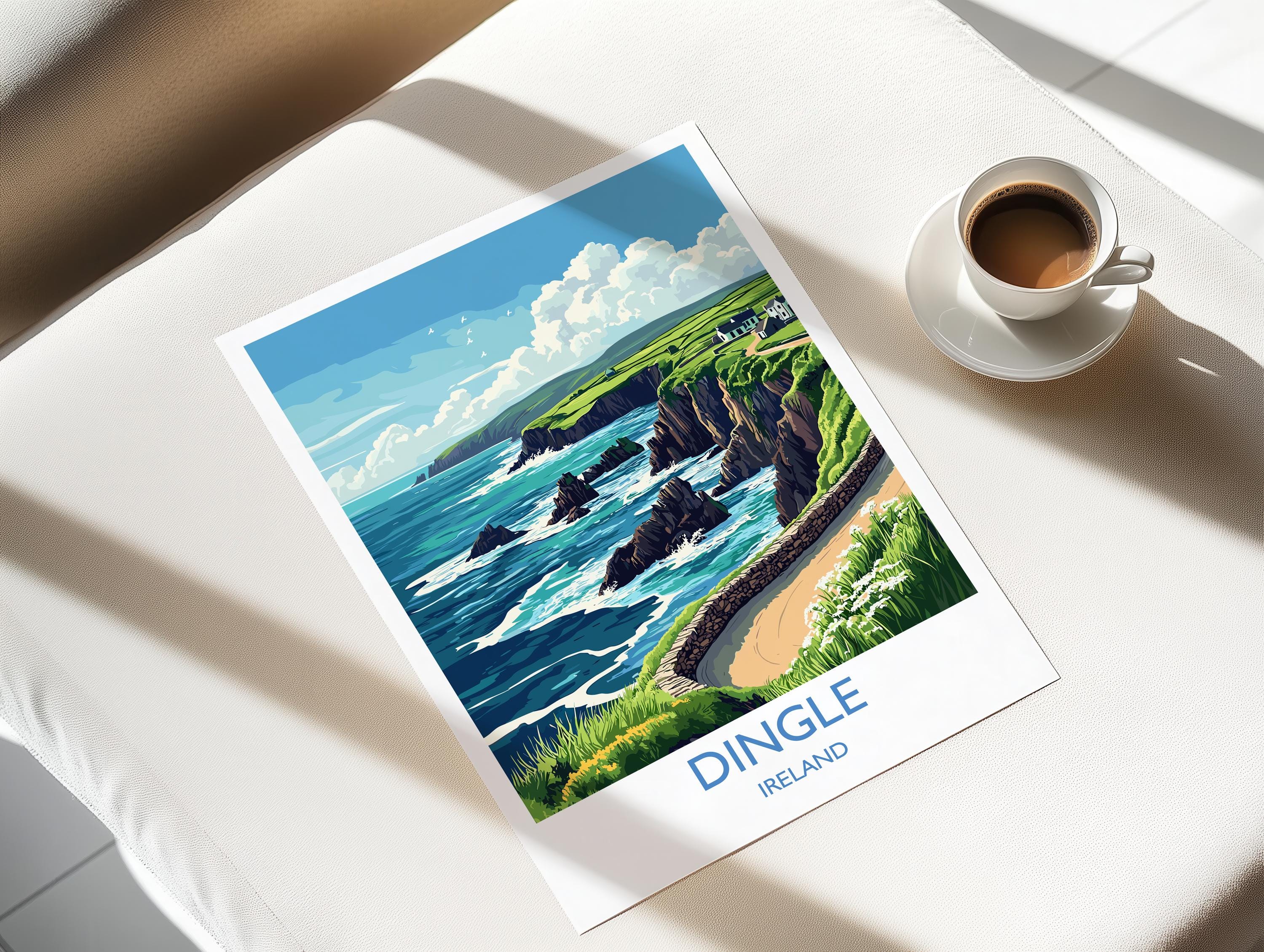 Dingle Poster, Travel Print of Dingle, County Kerry, Ireland Coast, Travel Wall Art Gift NQ Media Designs