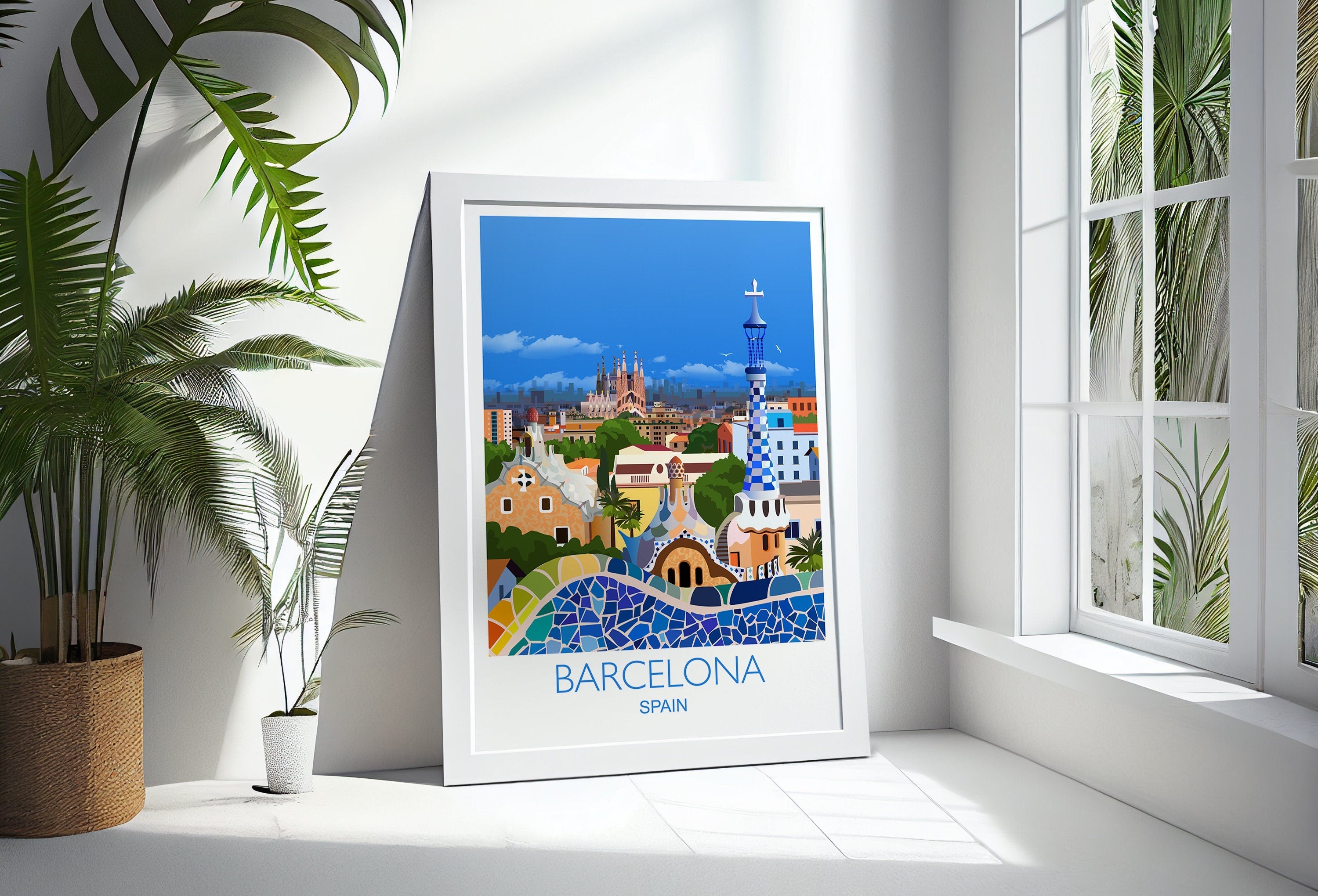 Barcelona Travel Poster Wall Art, Travel Print of Barcelona, City of Barcelona Art Lovers Gift, Spain City Art, Barcelona Cityscape NQ Media Designs