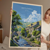 Kettlewell Travel Poster Wall Art, Travel Print of Kettlewell, Kettlewell Art Print, North Yorkshire Wall Print, Yorkshire Art Lovers Gift NQ Media Designs