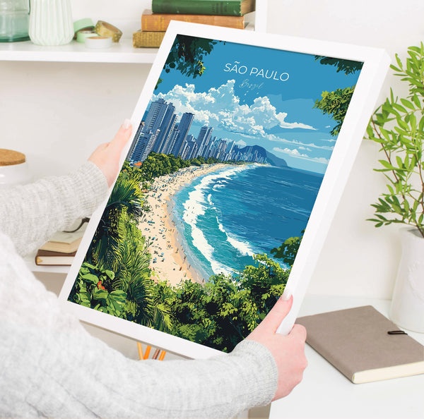 Sao Paulo Travel Poster, Travel Print of Sao Paulo, Brazil City Poster, Sao Paulo Wall Art Lovers Gift, Brazil Art Gift