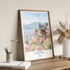 Kyoto Japan Travel Poster, Cherry Blossom Temple Wall Art, Japanese Landscape Print, Sakura Illustration, Asia Decor, Kyoto Gift