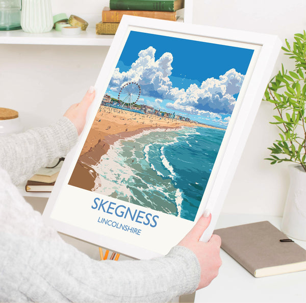 Skegness Travel Poster Wall Art, Travel Print of Skegness, England, Lincolnshire Seaside Art Lovers Gift, Travel Art Gift