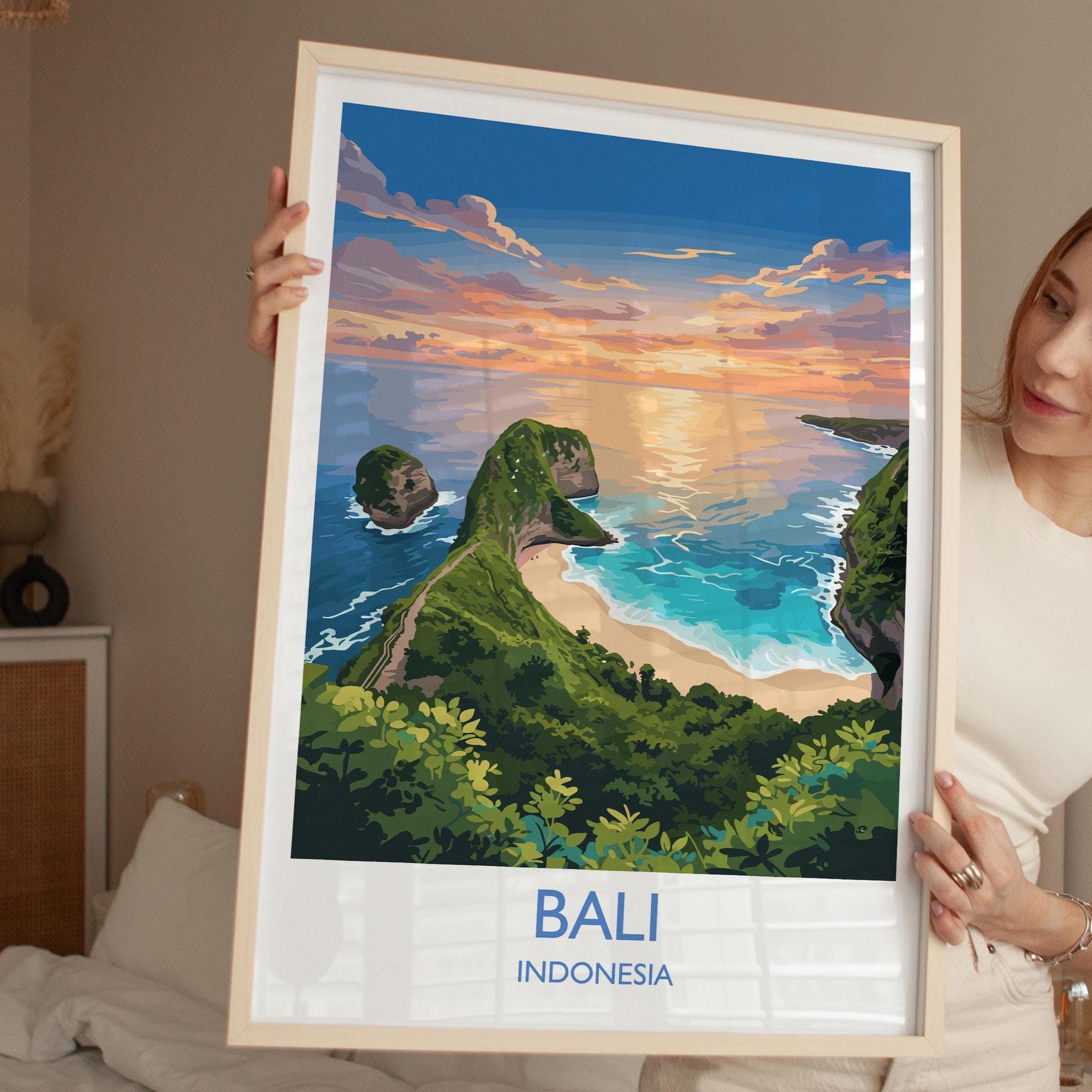 Bali Travel Print, Travel Poster of Bali, Kelingking Beach, Indonesia, Bali Travel Wall Art Gift NQ Media Designs