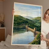Derwent Reservoir Dam Travel Print, Peak District Wall Art, Ladybower Dam Poster, Derbyshire Landscape Illustration, UK Nature Decor NQ Media Designs