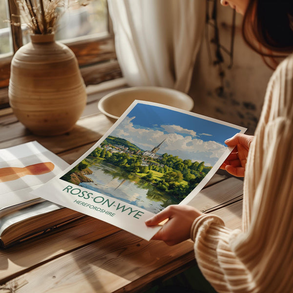 Ross on Wye Travel Print, Travel Poster of Ross on Wye, England, Wye Valley Art Lovers Gift, Herefordshire Wall Art Print