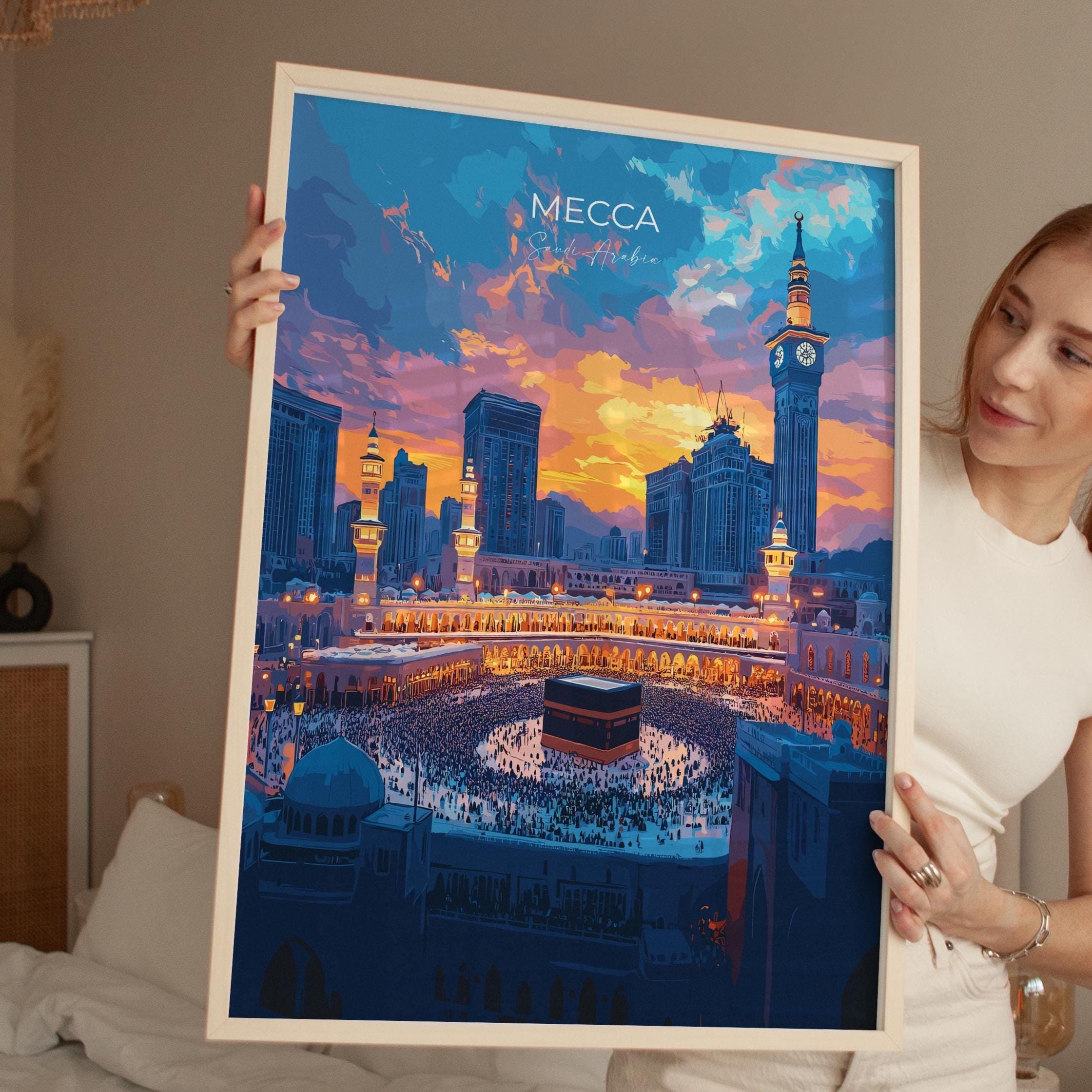 Mecca Print Wall Art, Mecca Travel Poster, Saudi Arabia Wall Art Gift, Mecca Art Lovers Gift, Travel Wall Decor NQ Media Designs