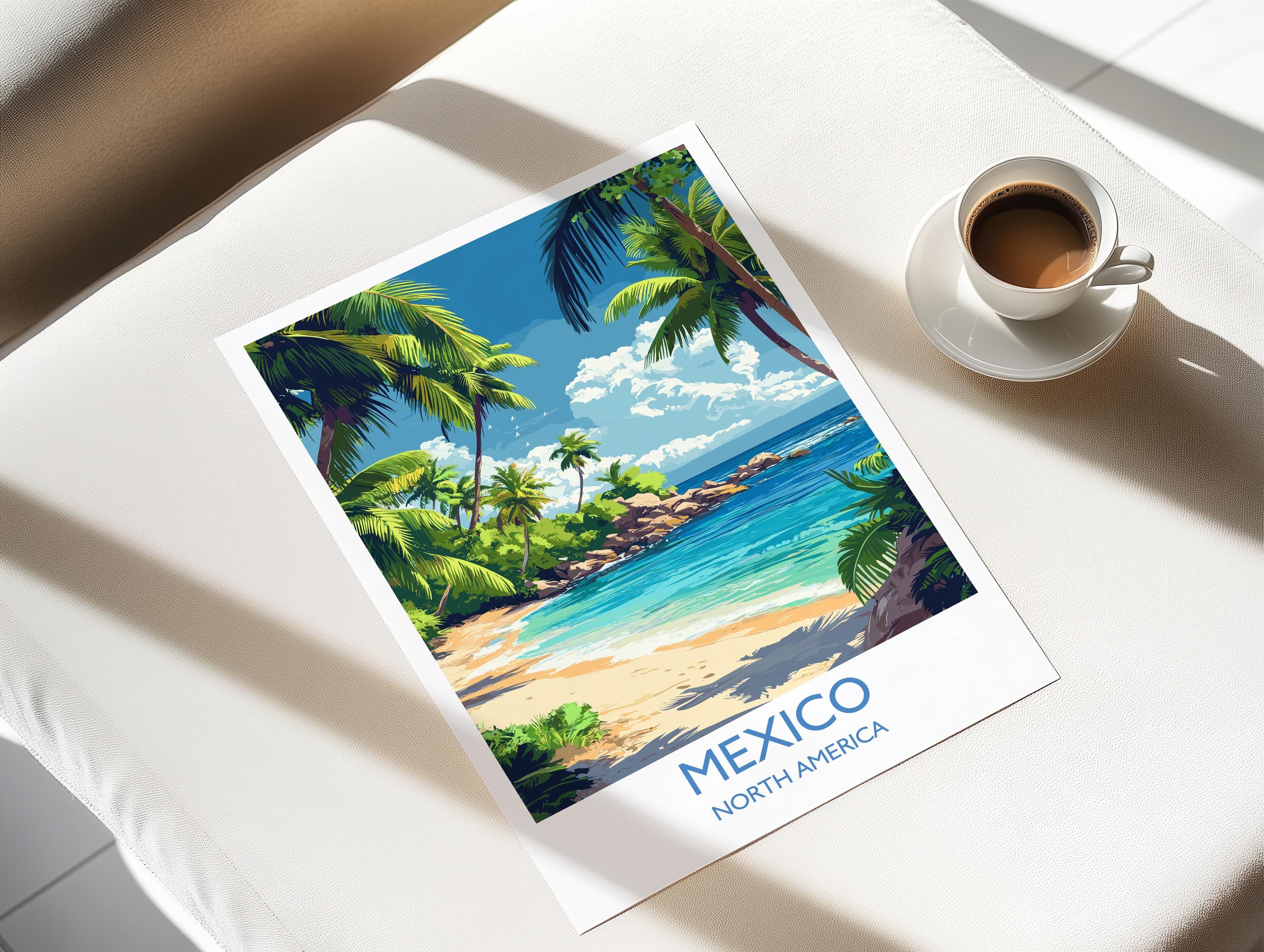 Mexico Travel Print Wall Art, Travel Poster of Mexico, Mexico Coast Art Gift, Mexico Art Lovers Gift, NQ Media Designs