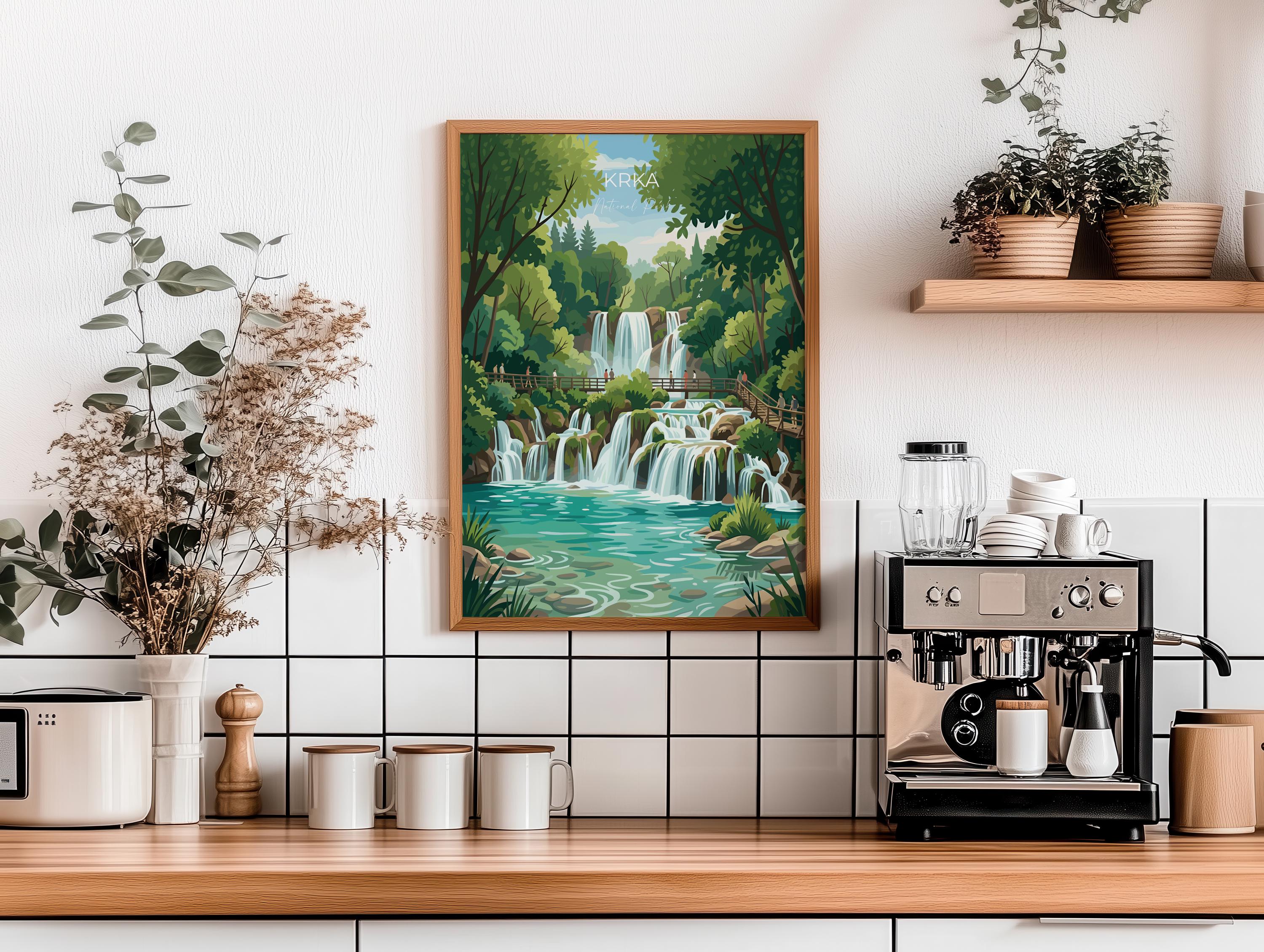 Krka National Park Waterfalls Print, Croatia Travel Poster, Skradinski Buk Wall Art, Croatian Landscape Illustration, Nature Lover Gift NQ Media Designs