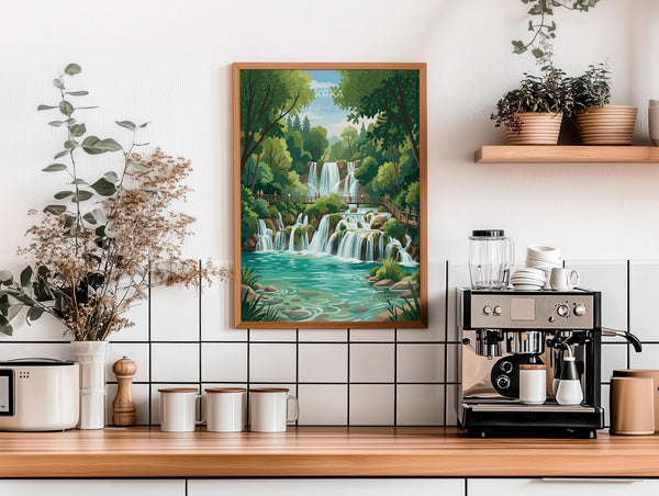 Krka National Park Waterfalls Print, Croatia Travel Poster, Skradinski Buk Wall Art, Croatian Landscape Illustration, Nature Lover Gift