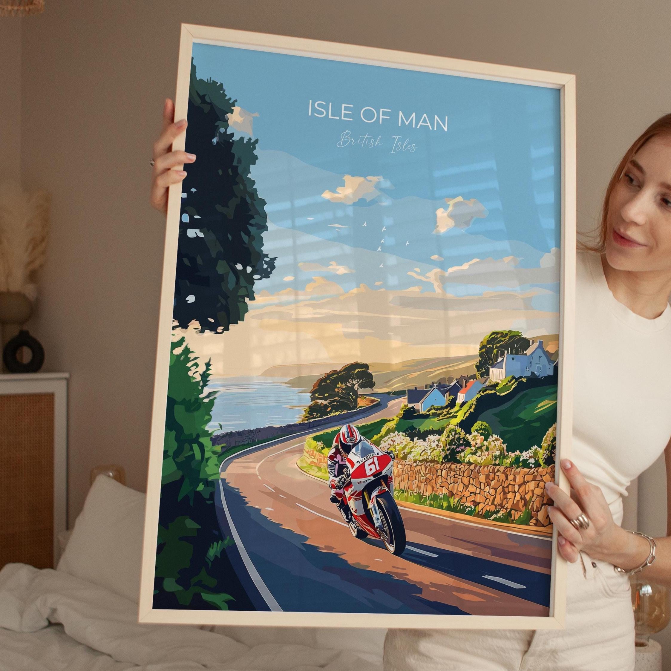 Isle of Man Print Motorbike Wall Art, Travel Poster of Isle of Man, Motorbike TT Racing Art, Isle of Man Art Gift,British Isles Wall Art NQ Media Designs