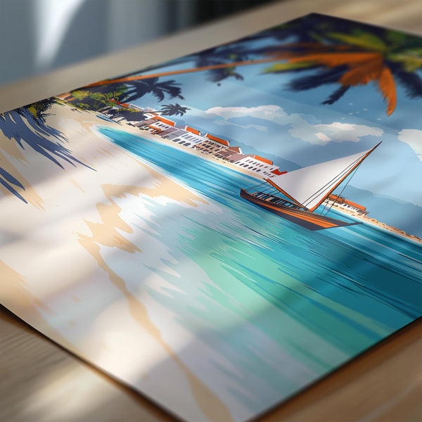 Zanzibar Travel Poster, Travel Print of Zanzibar, Indian Ocean Island Art, Zanzibar Wall Art Gift,