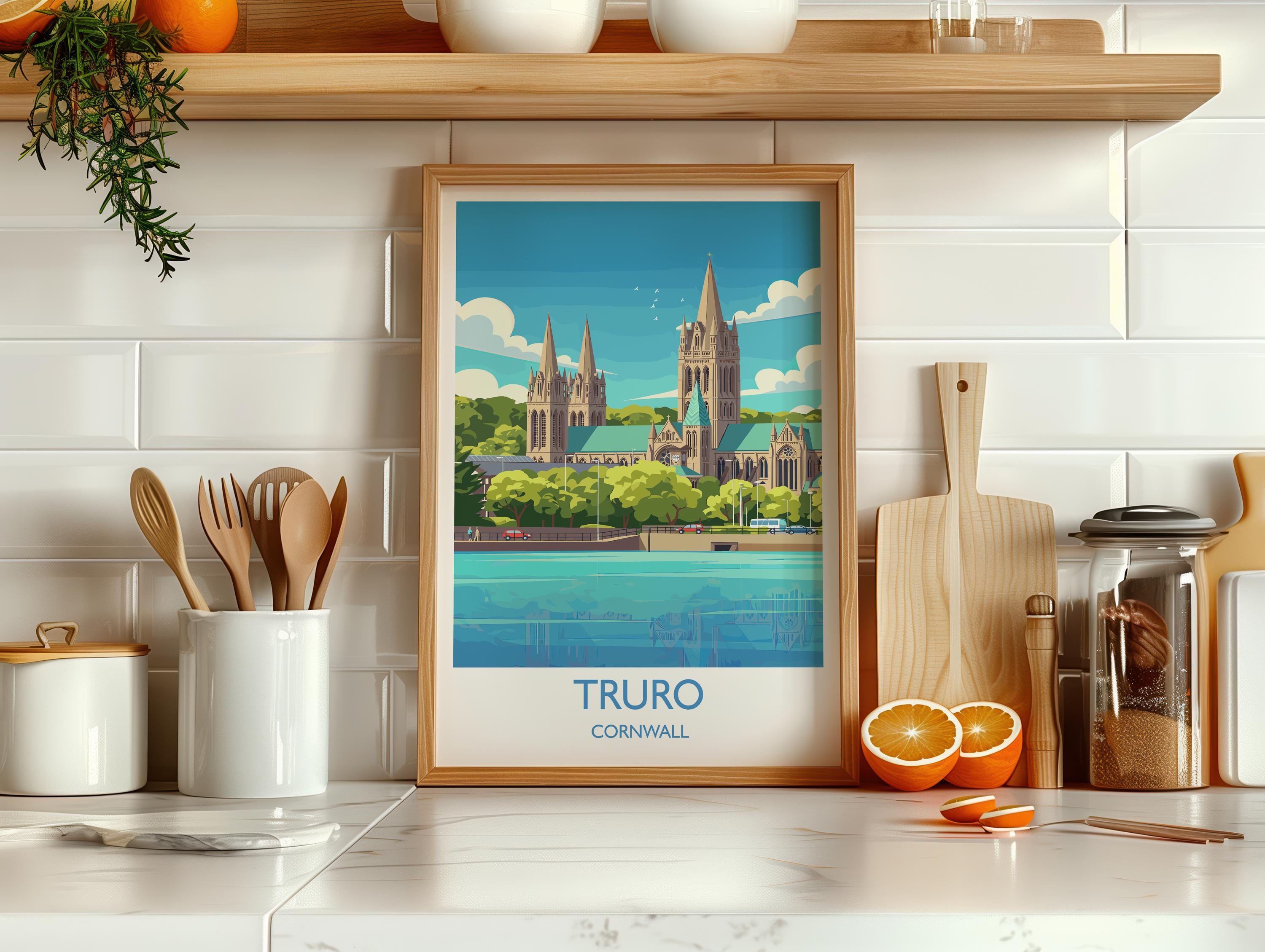 Truro Travel Print, Travel Poster of Truro, England, Cornwall Art, Truro Cathedral Art Lovers Gift, Wall Art Print NQ Media Designs
