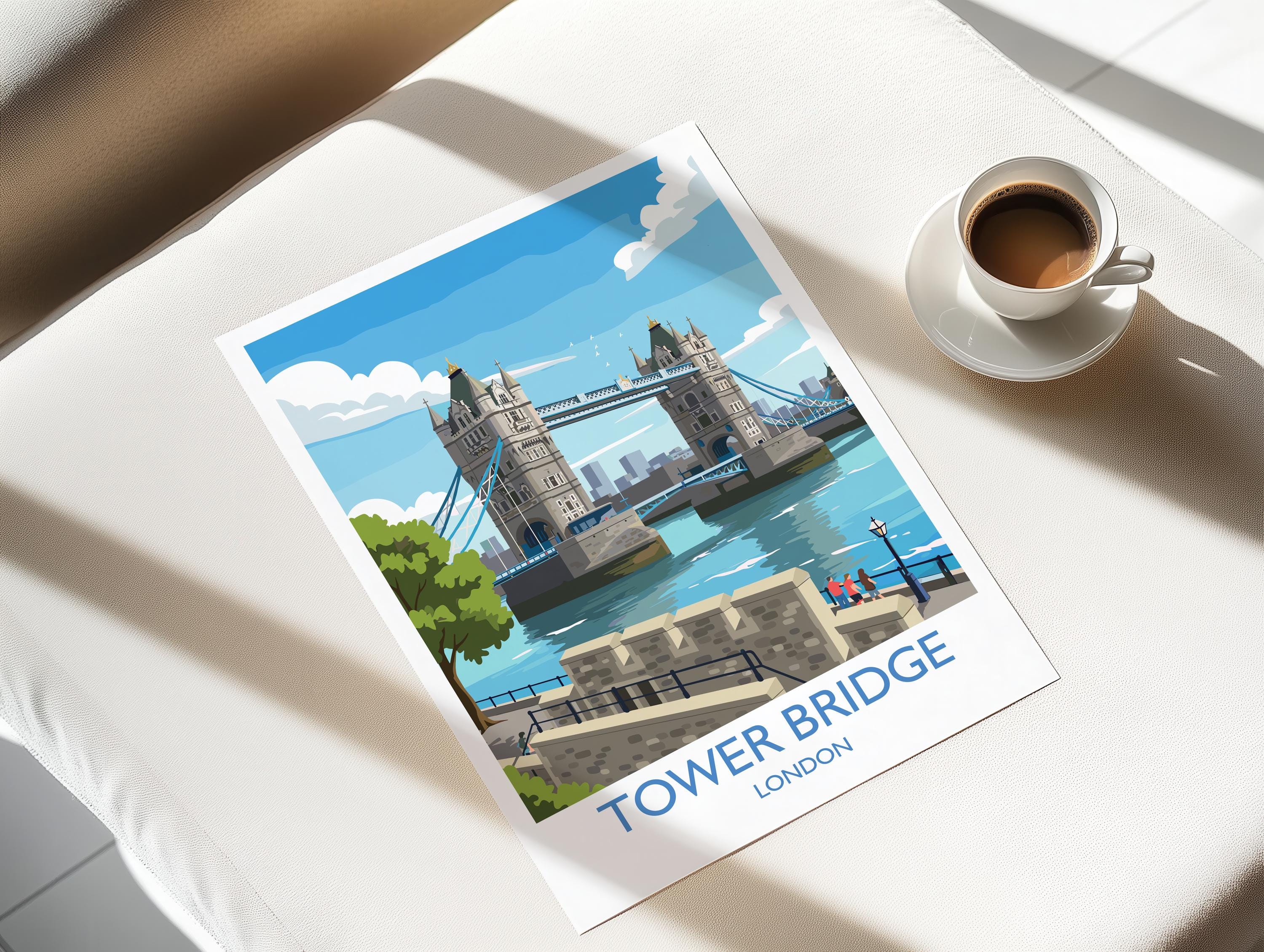 Tower Bridge Travel Print, Travel Poster of Tower Bridge, London Poster, Tower Bridge Gift, London City Art, London Art UK Travel Gift NQ Media Designs
