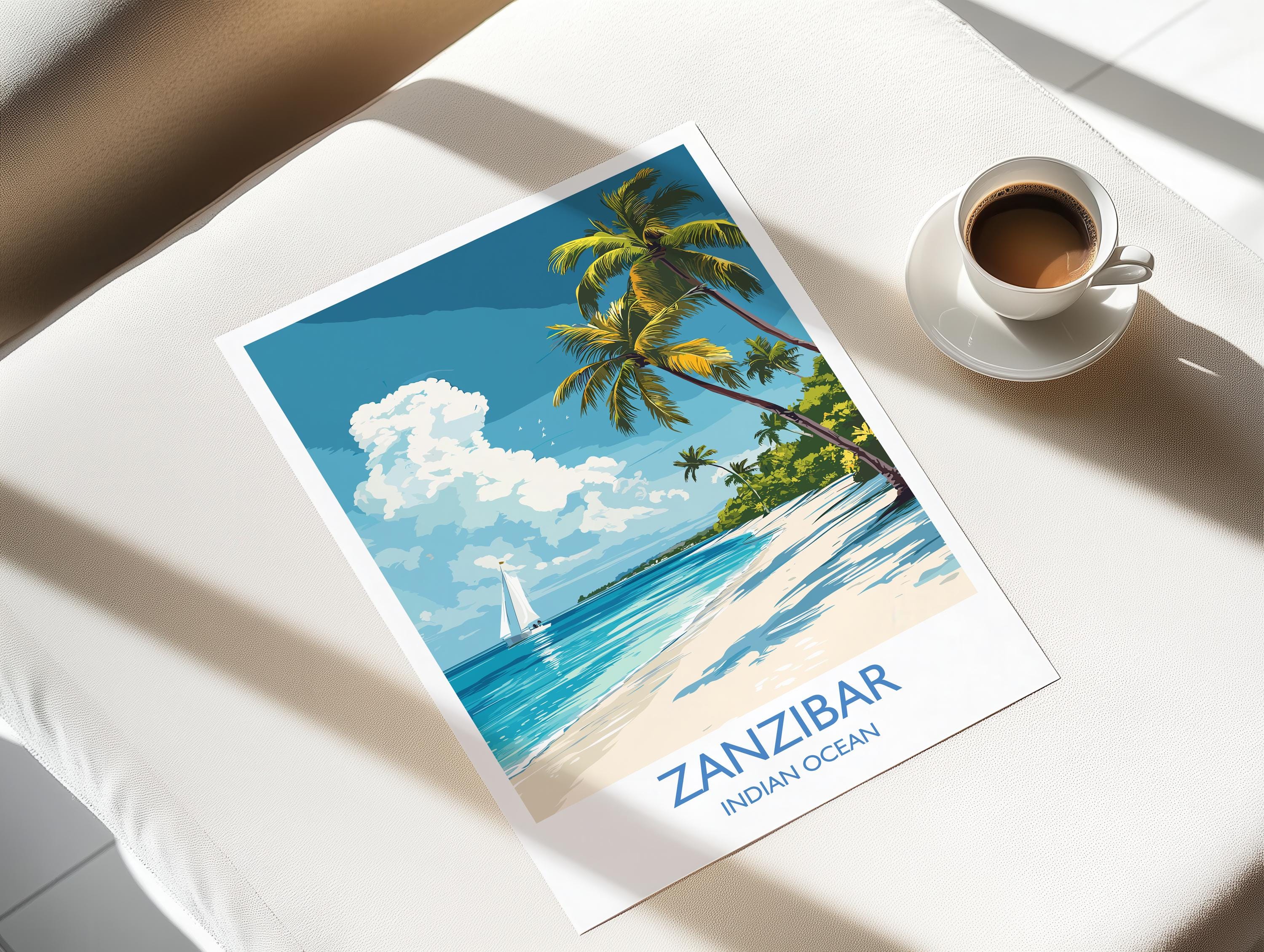 Zanzibar Travel Print, Travel Poster of Zanzibar, Indian Ocean Island Art, Zanzibar Wall Art Gift, NQ Media Designs