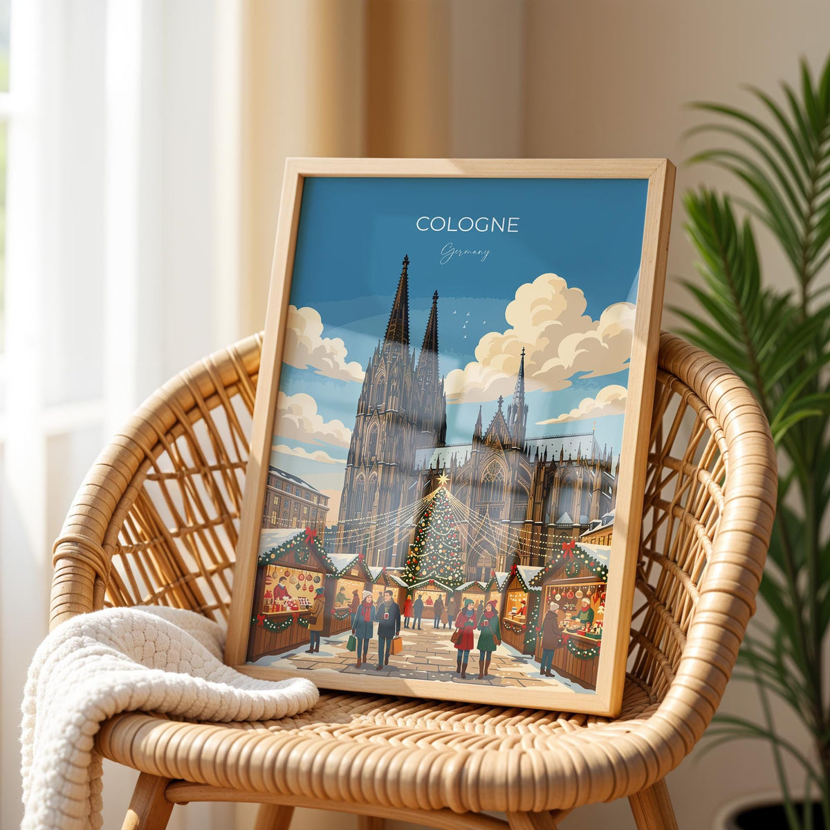 Cologne Christmas Market Travel Poster | Rhineland, Germany Wall Art