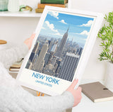 New York City Art Print, Manhattan Skyline View, Empire State, Travel Poster NQ Media Designs